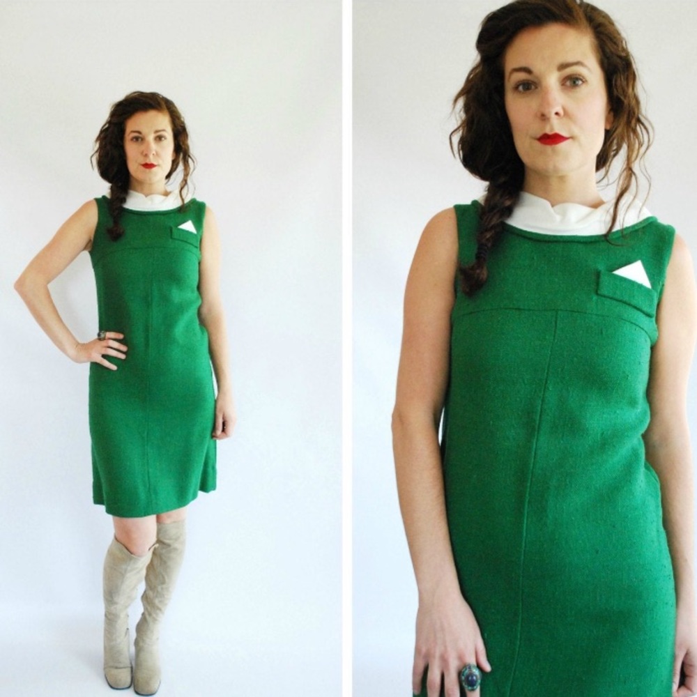 Vintage 60’s mod shift dress faux pocket square